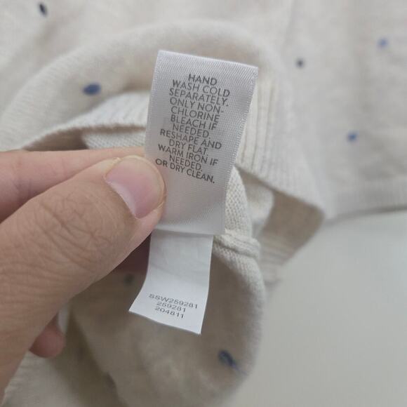 J. Jill Polka Dot Embroidered Sweater Size M Cream Oatmeal 3/4 Sleeve Cotton - Picture 7 of 8